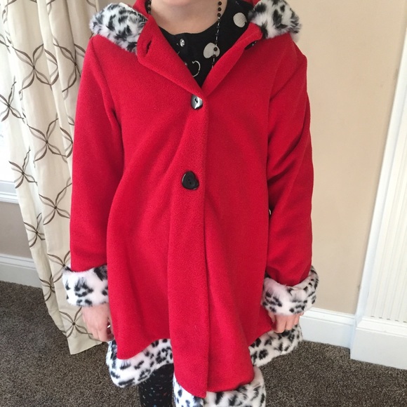 Girls Red Coat with fur - Picture 3 of 4